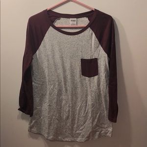 PINK t shirt grey and burgundy